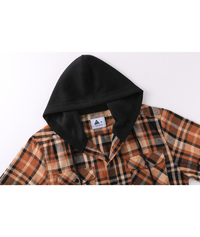 ZITY Men's Button Up Long Sleeve Plaid Hoodie-CUMLT03681|Zitysports