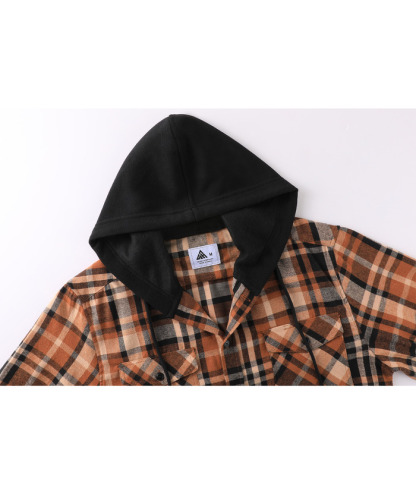ZITY Men's Button Up Long Sleeve Plaid Hoodie-CUMLT03681|Zitysports