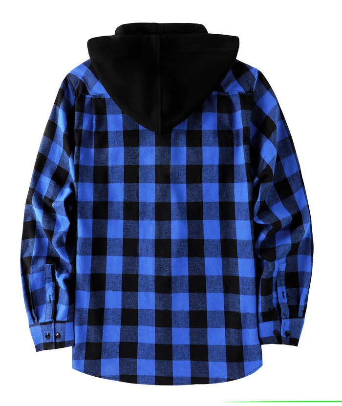 ZITY Men's Button Up Long Sleeve Plaid Hoodie-CUMLT03681|Zitysports