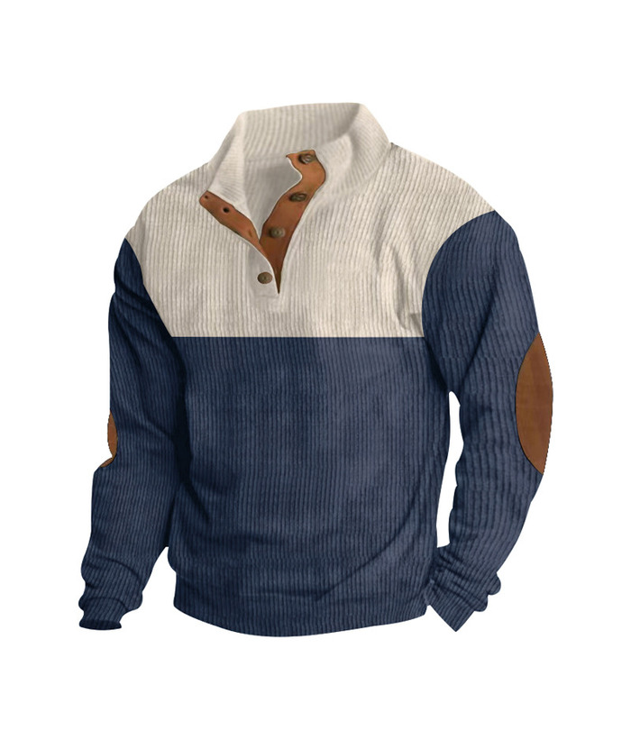 ZITY Men's Corduroy Casual Sports Stand Collar Button Fall Sweatshirt-DUMHD04635 | Zitysports
