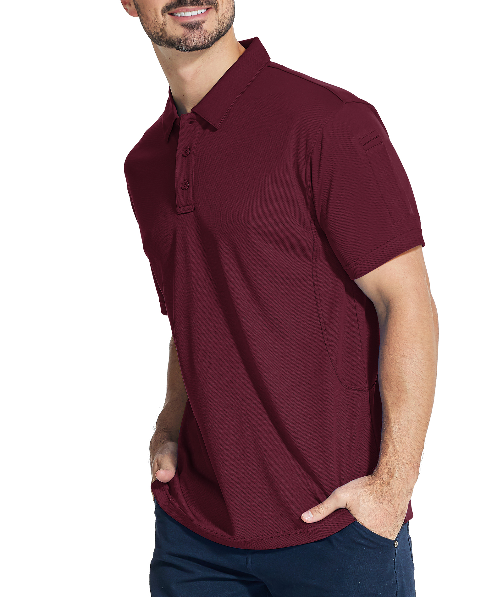 ZITY Men's Slim Fit Button Up Golf Polo Shirt-CUMPO03930