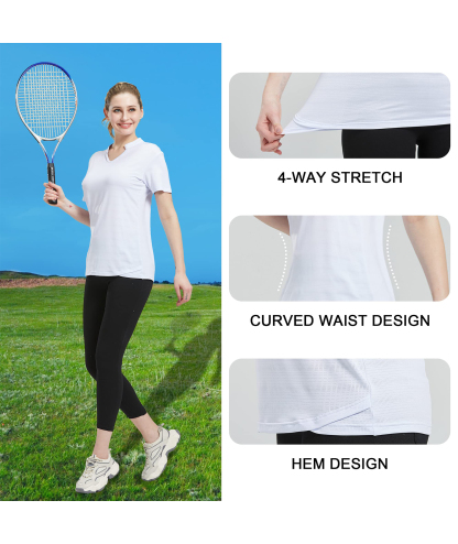 ZITY Women's V Neck Dri Fit Golf Polo Shirt-CFWMX20000