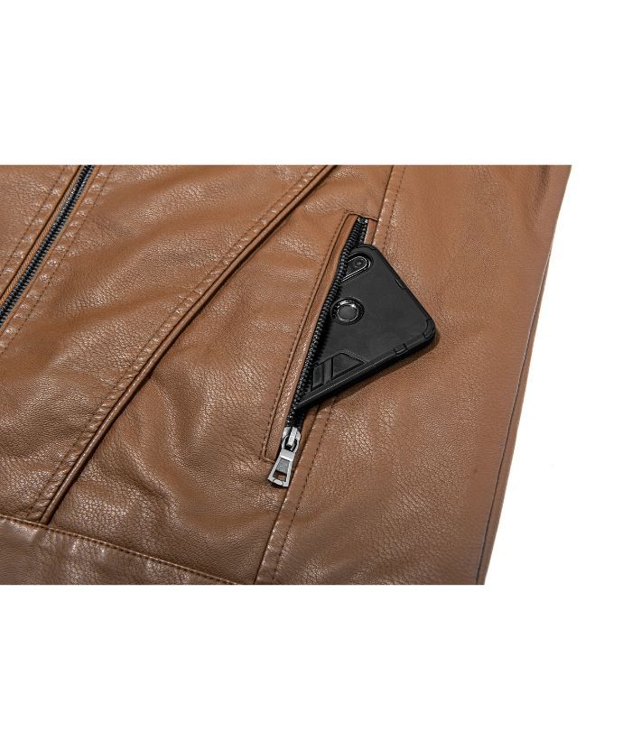 ZITY Men's Full Zipper Regular Fit Leather Jacket-ZPK007130