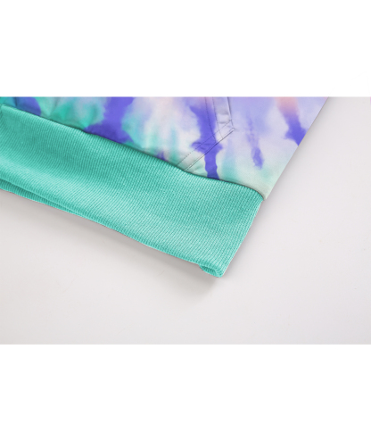 ZITY Women's Long Sleeve Tie Dye Print Fleece Hoodie-CUWFH01089