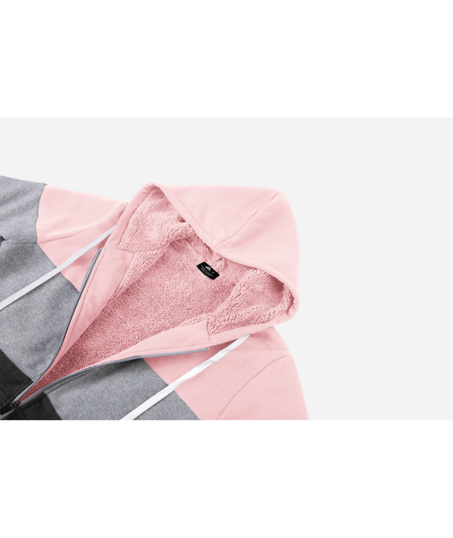 ZITY Women's Color Block Full Zipper Fleece Hoodie-CFWWT00007