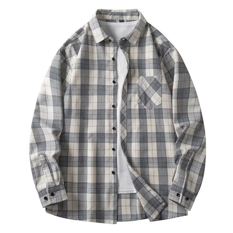 ZITY Men’s Spring Autumn Long Sleeve Casual Loose Fit Shirt –