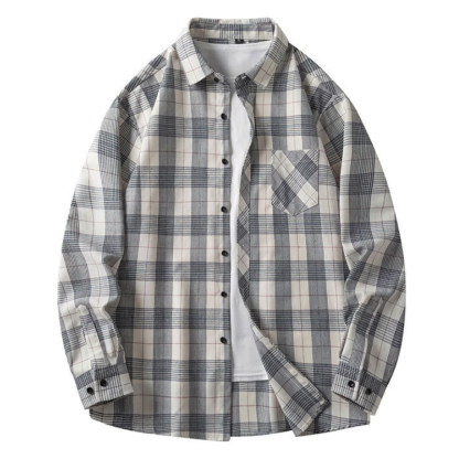 ZITY Men’s Spring Autumn Long Sleeve Casual Loose Fit Shirt –