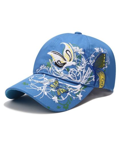 ZITY Womens Embroidered Butterfly Sequin Baseball Caps Adjustable Cotton Summer Hats