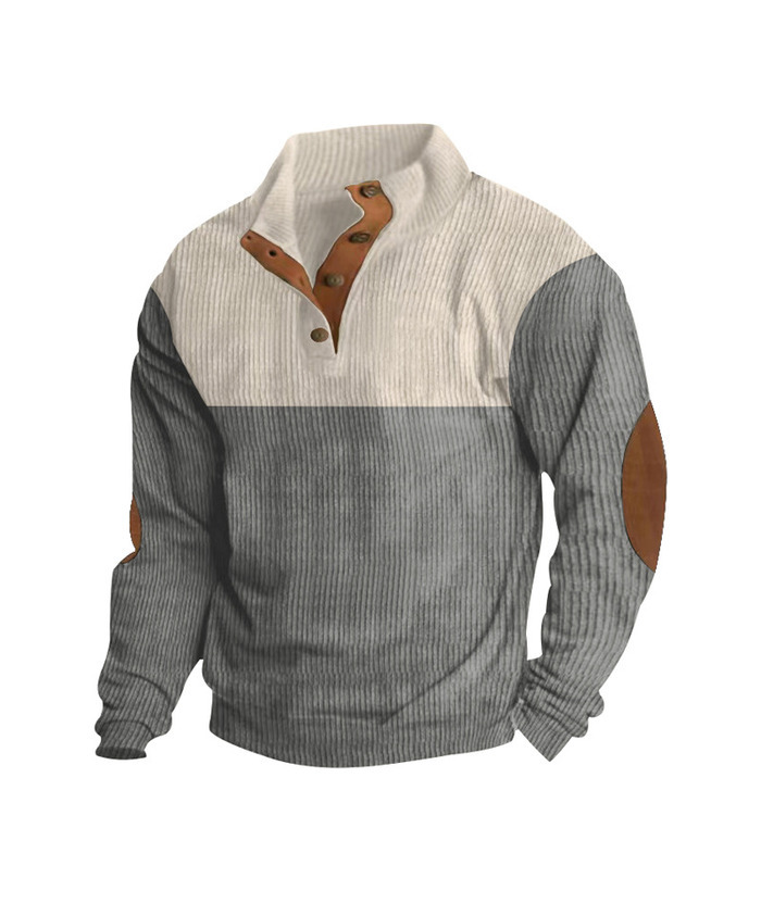 ZITY Men's Corduroy Casual Sports Stand Collar Button Fall Sweatshirt-DUMHD04635 | Zitysports