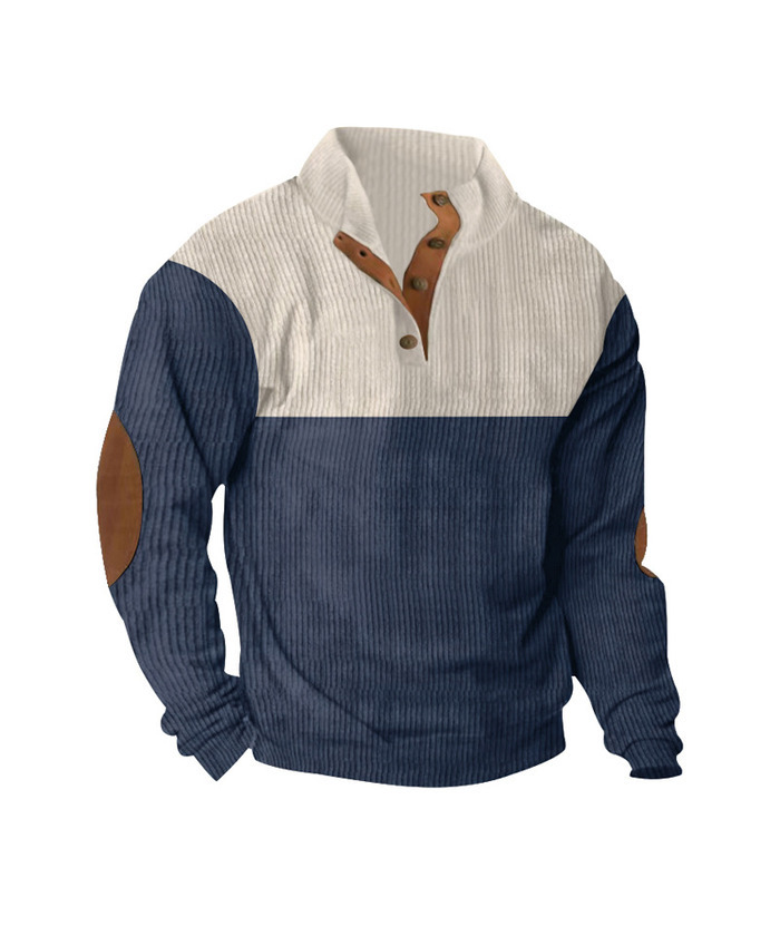 ZITY Men's Corduroy Casual Sports Stand Collar Button Fall Sweatshirt-DUMHD04635 | Zitysports