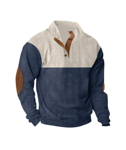 ZITY Men's Corduroy Casual Sports Stand Collar Button Fall Sweatshirt-DUMHD04635 | Zitysports