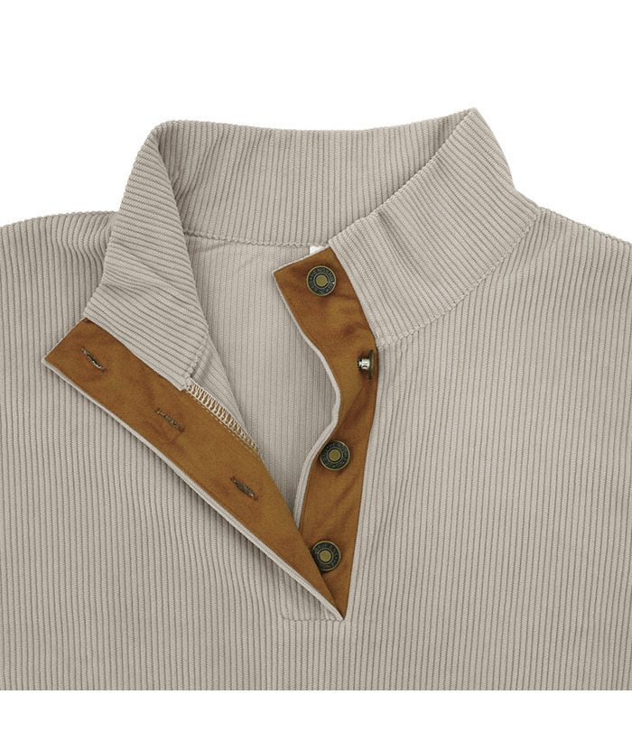 ZITY Men's Corduroy Casual Sports Stand Collar Button Fall Sweatshirt-DUMHD04635 | Zitysports