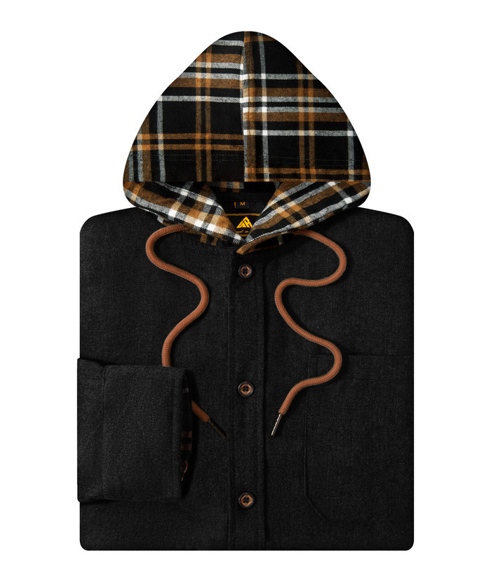 ZITY Men's Button Up Plaid Flannel Hoodie-ZPK007043 | Zitysports