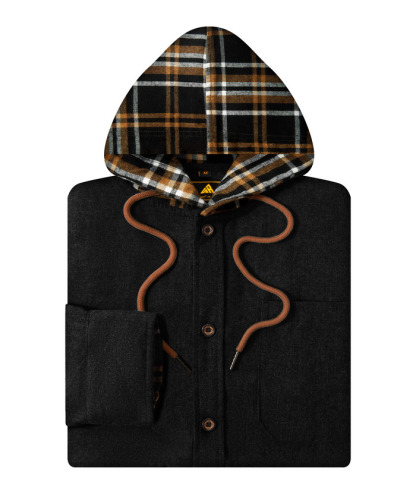 ZITY Men's Button Up Plaid Flannel Hoodie-ZPK007043 | Zitysports