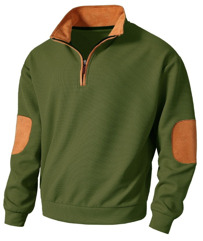 ZITY Men's Stand Collar Solid Color Long Sleeve Sweatshirt-DUMHD04896 | Zitysports
