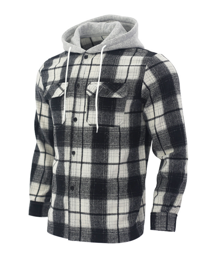 ZITY Men's Plaid Sweatshirt Button Up Casual Jacket-DUMLT04973|Zitysports