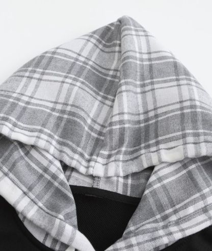 ZITY Men's Plus Size Long Sleeve Casual Plaid Hoodie-DUMFH04981|Zitysports