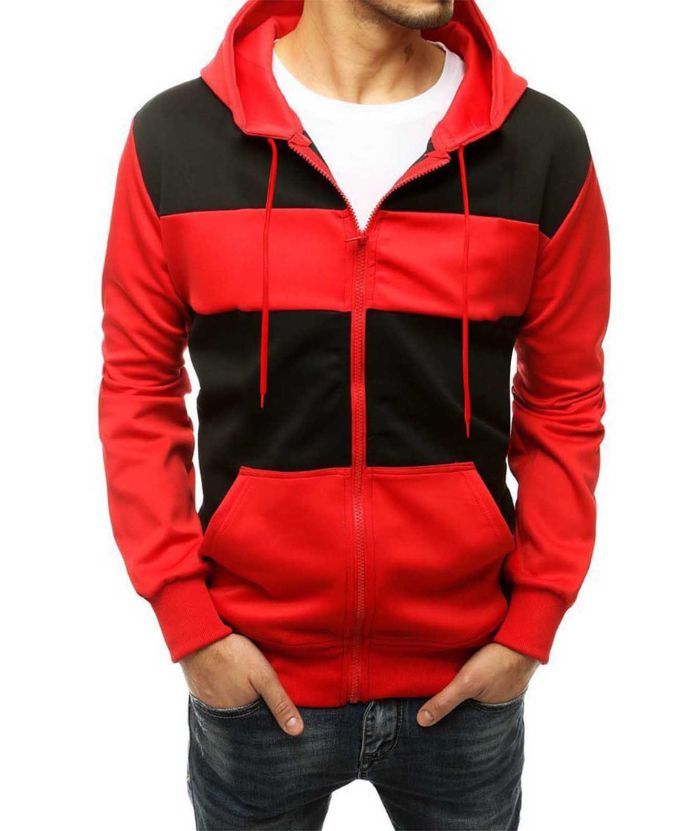 ZITY Men's Polyester Long Sleeve Color Block Full Zip Casual Hoodie-DUMFH04995|Zitysports
