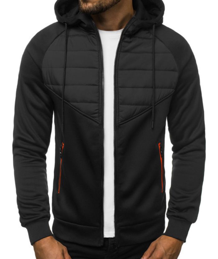 ZITY Men's Slim Fit Full Zip Contrast Color Casual Hoodie-DUMFH05005|Zitysports