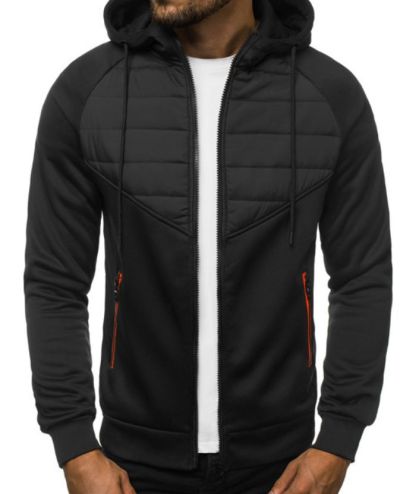 ZITY Men's Slim Fit Full Zip Contrast Color Casual Hoodie-DUMFH05005|Zitysports