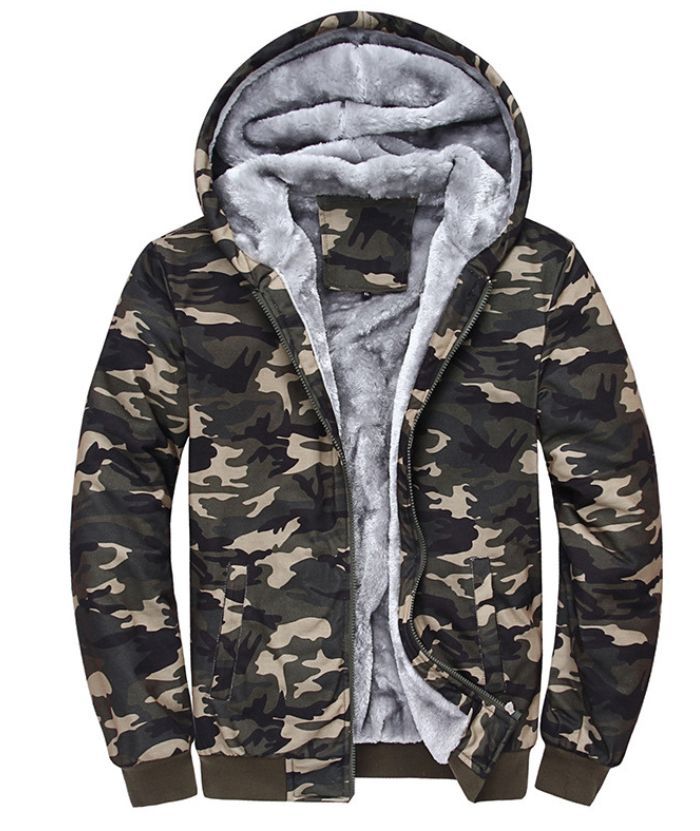Wholesale Men's Full Zipper Fleece Lined Camo Hoodie Jacket | Zitysports