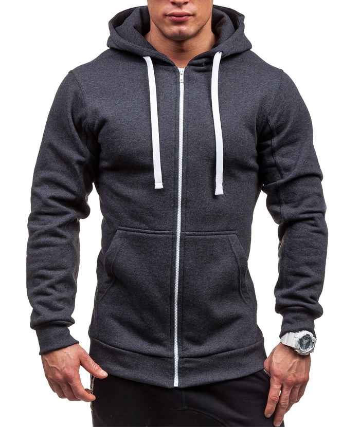 ZITY Men's Long Sleeve Full Zipper Casual Hoodie with Kangaroo Pockets-DUMHD05003|Zitysports