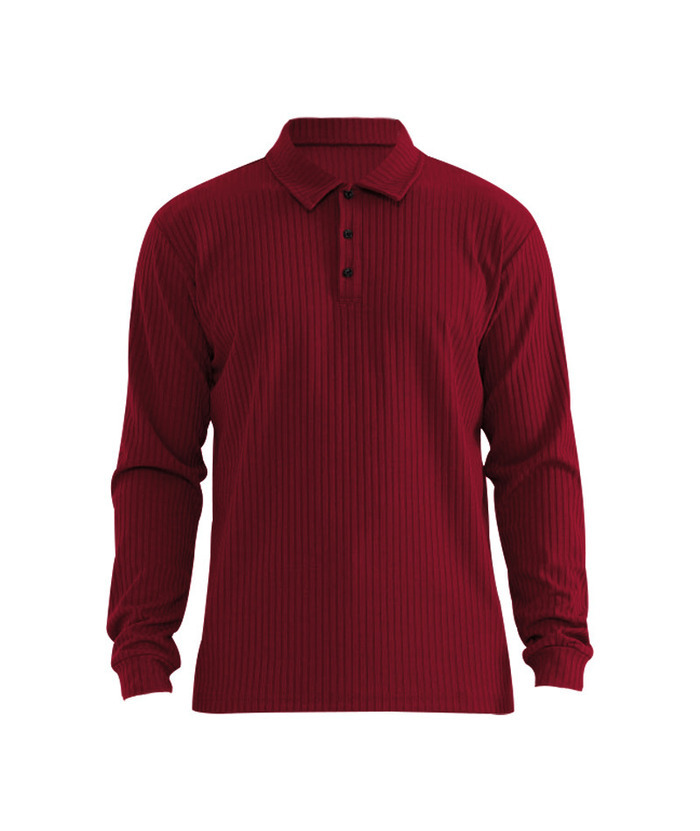 ZITY Men's Solid Color Sports Fitness Vertical Strip Knit Polo Shirt-DUMFH04835 | Zitysports