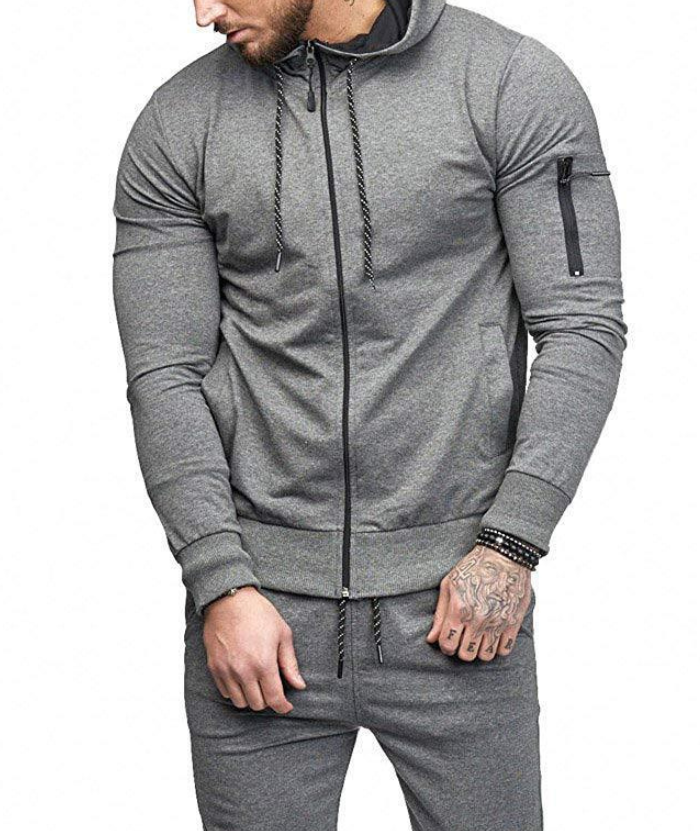 ZITY Men's Slim Fit Sportswear Autumn Hooded Sweater Suit-DUMFH04991|Zitysports