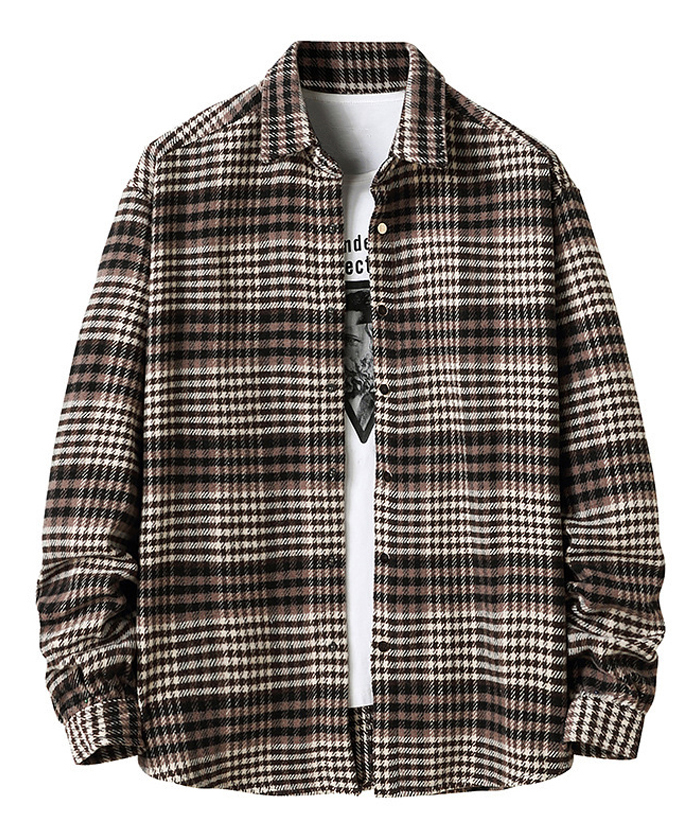 ZITY Men's Long Sleeve Plaid Flannel Shirt-DUMLT05317|Zitysports