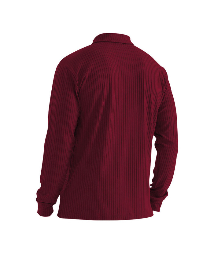 ZITY Men's Solid Color Sports Fitness Vertical Strip Knit Polo Shirt-DUMFH04835 | Zitysports