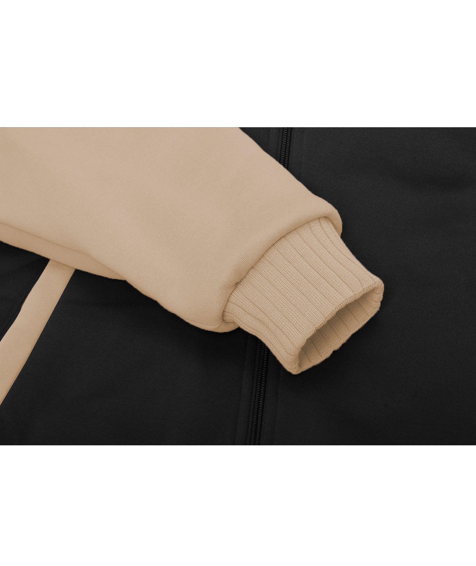 ZITY Men's Full Zip Up Contrast Color Fleece Hoodie-zity1712