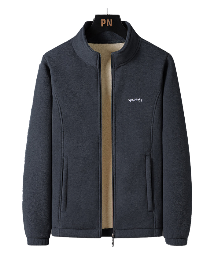 ZITY Men's Full Zipper Stand Collar Fleece Jacket-DUMFH05441