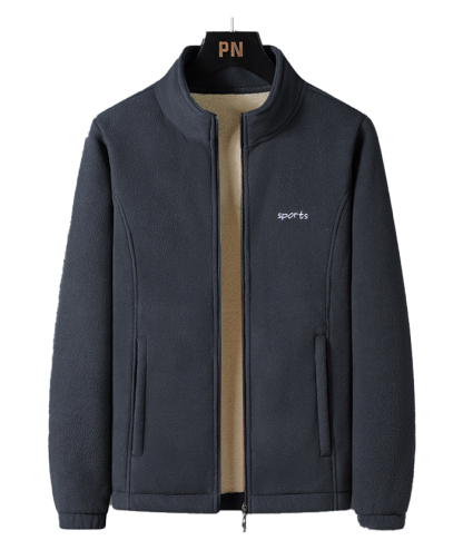 ZITY Men's Full Zipper Stand Collar Fleece Jacket-DUMFH05441