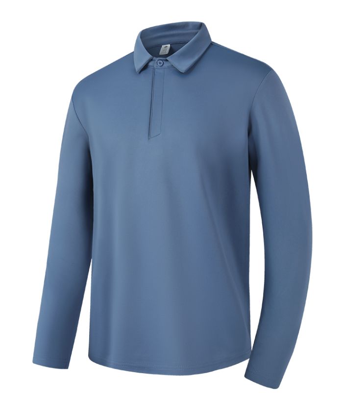 Men's Casual Solid Color Long Sleeve Polo Shirt-8803