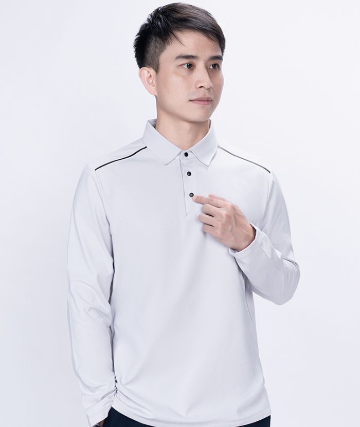 ZITY Men's Button Up Stand Collar Long Sleeve Polo Shirt-8905