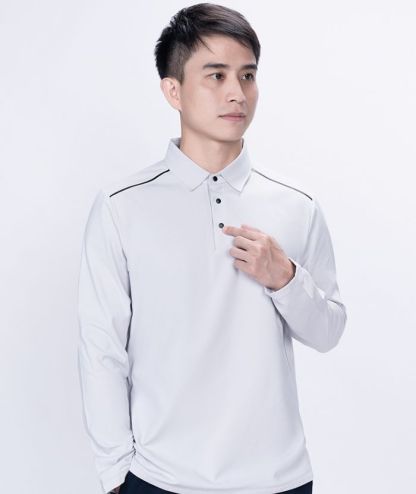 ZITY Men's Button Up Stand Collar Long Sleeve Polo Shirt-8905