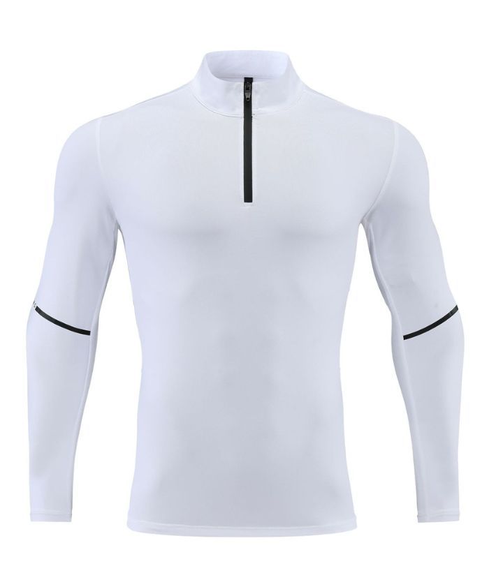 Men's Stand Collar Dri Fit Running Sports Compression T-Shirts-DUMLS05947