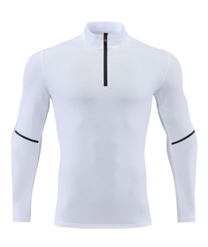 Men's Stand Collar Dri Fit Running Sports Compression T-Shirts-DUMLS05947