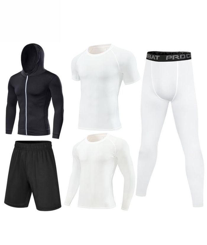 ZITY Men's Sports Cross-Border Fitness Five-Piece Compression Set-DUMTR05994
