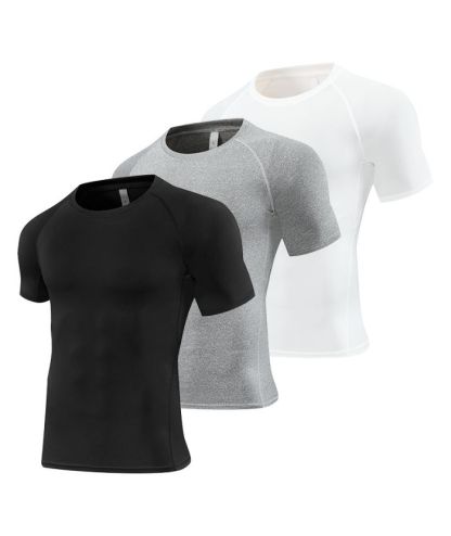 3 Pack Men's Athletic Dri Fit Workout Compression T-Shirt-DUMTS05992