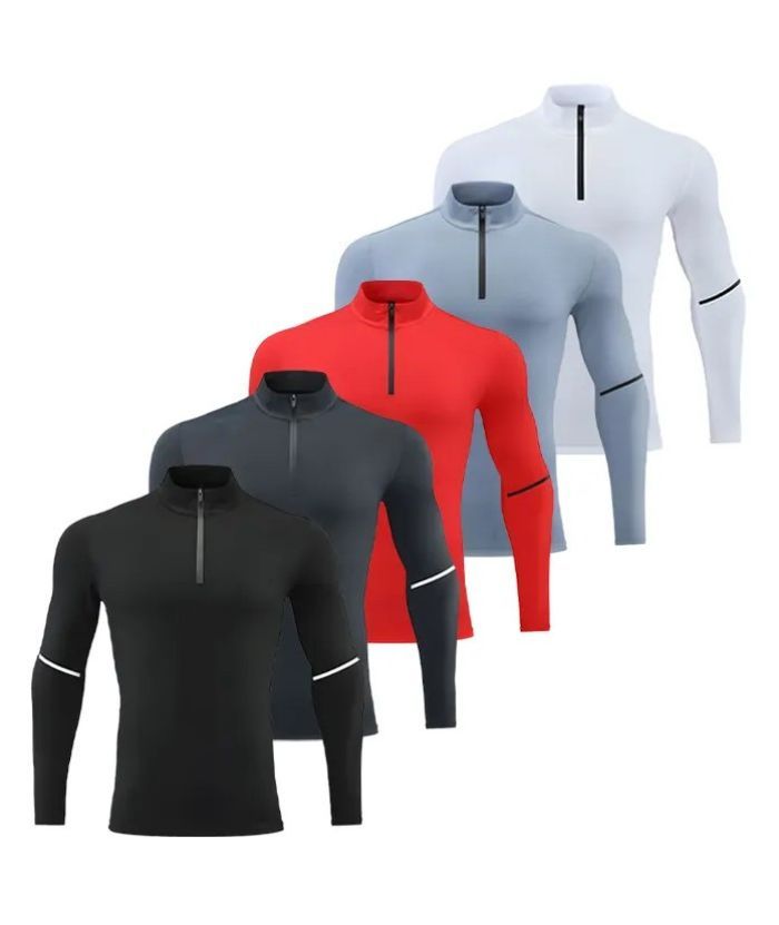 5 Pack Men's Stand Collar Dri Fit Sports Compression Shirt-DZUHE00190