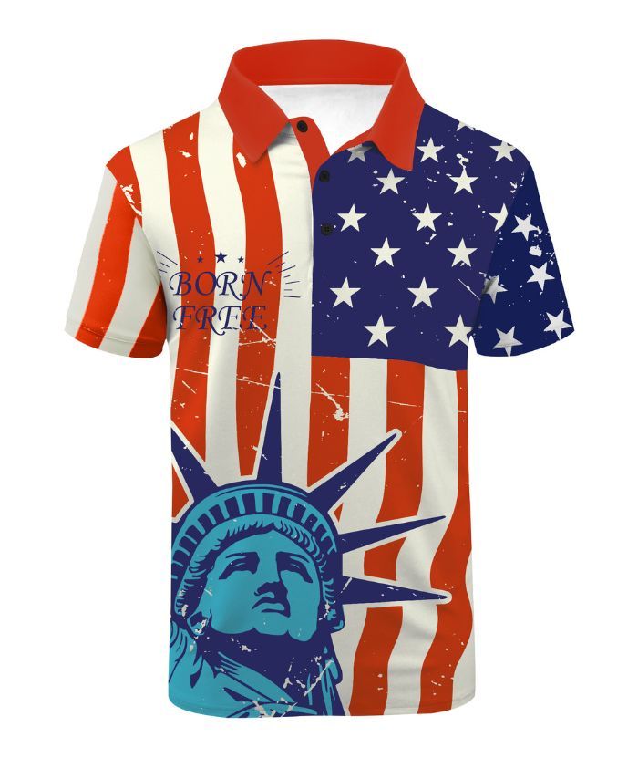 ZITY Men's American Flag Theme Golf Polo Shirt-CUMPO05424