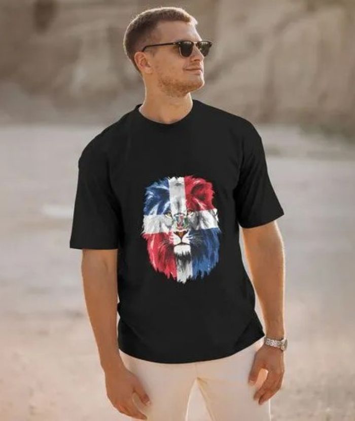 ZITY Men's Lion Dominican Republic Flags 100% Cotton T-Shirt