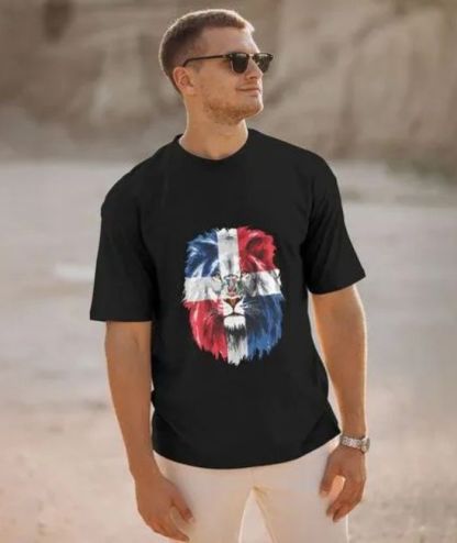 ZITY Men's Lion Dominican Republic Flags 100% Cotton T-Shirt