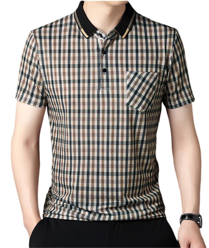 ZITY Men's Plaid Print Dri Fit Polo Shirt-DUMPO06066