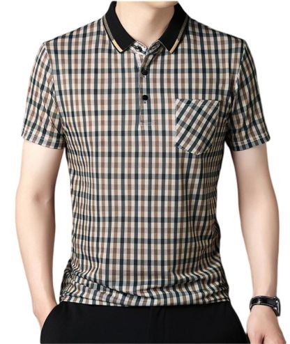 ZITY Men's Plaid Print Dri Fit Polo Shirt-DUMPO06066