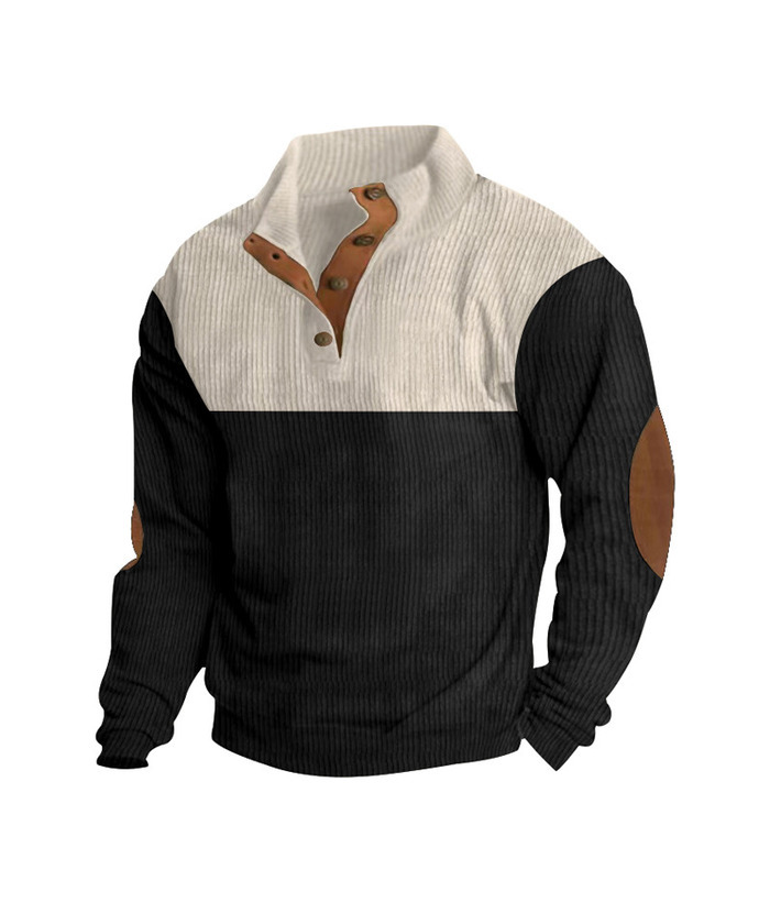 ZITY Men's Corduroy Casual Sports Stand Collar Button Fall Sweatshirt-DUMHD04635 | Zitysports