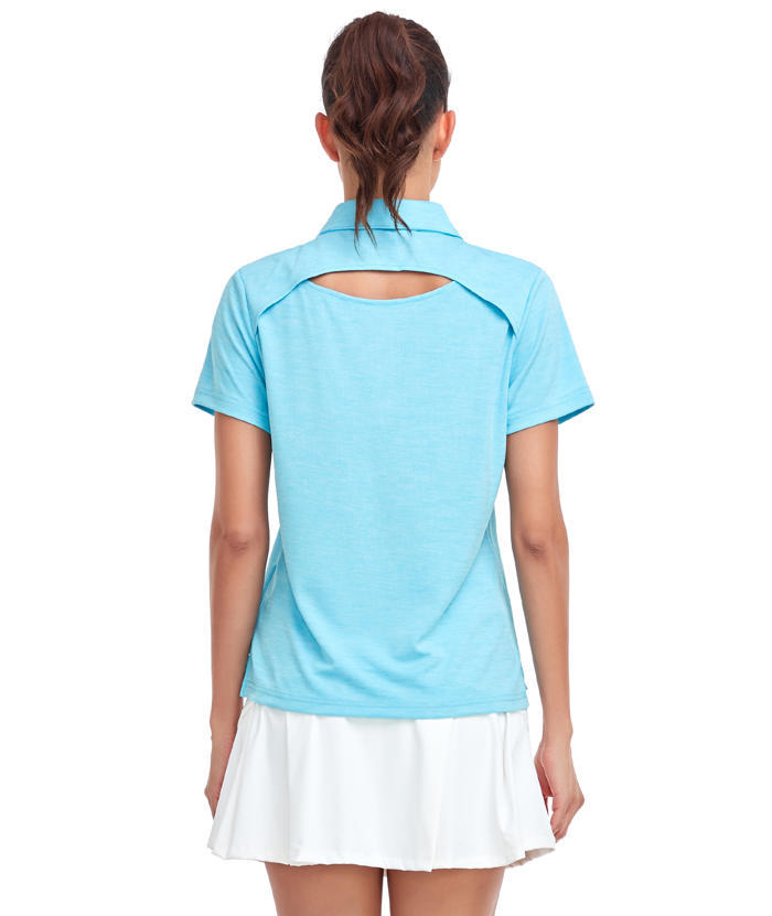 ZITY Women's Solid Color Sports Slim Fit Polo Shirt-CUWPO01554