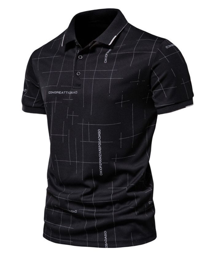 ZITY Men's Dotted Print Dri Fit Polo Shirt-DUMPO06069