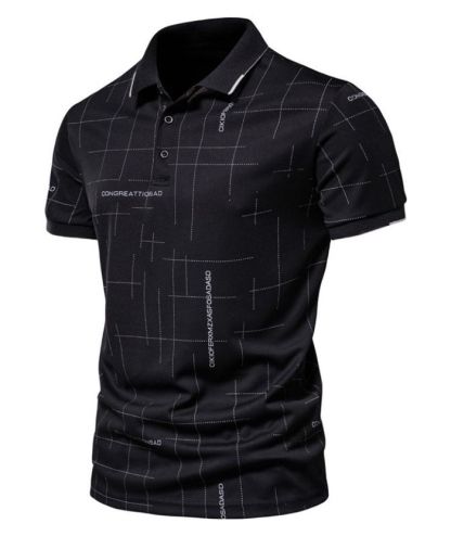 ZITY Men's Dotted Print Dri Fit Polo Shirt-DUMPO06069